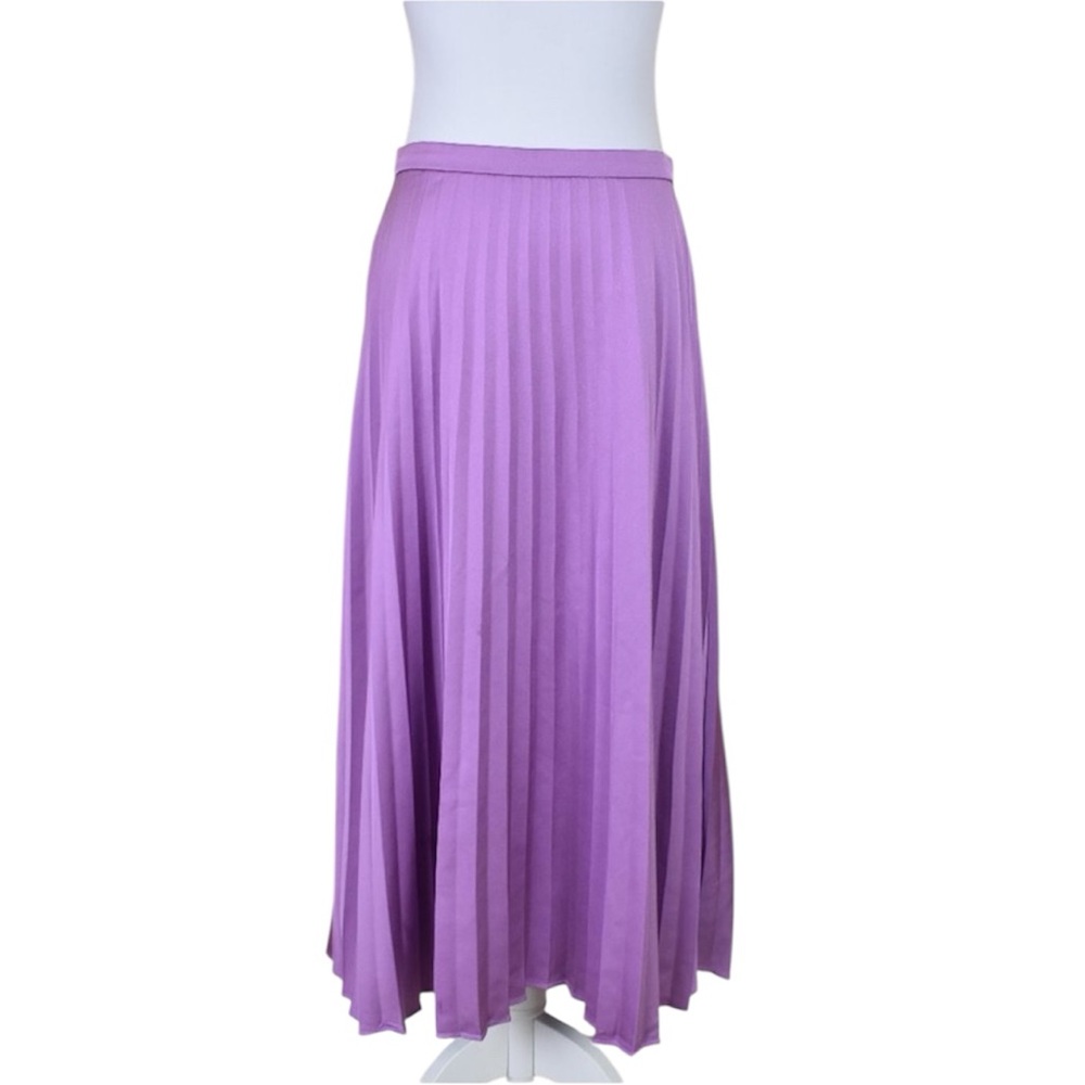 J. Crew Pleated Satin Midi Skirt in Purple Lilac size 18 NWT